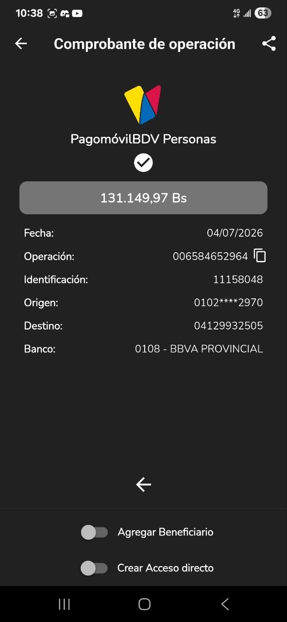Comprovante de recebimento — Marjorie